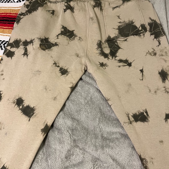 Men’s Tie Dye Jogger Sweatpants Beige Green Elastic Waist Drawstring - Picture 2 of 11
